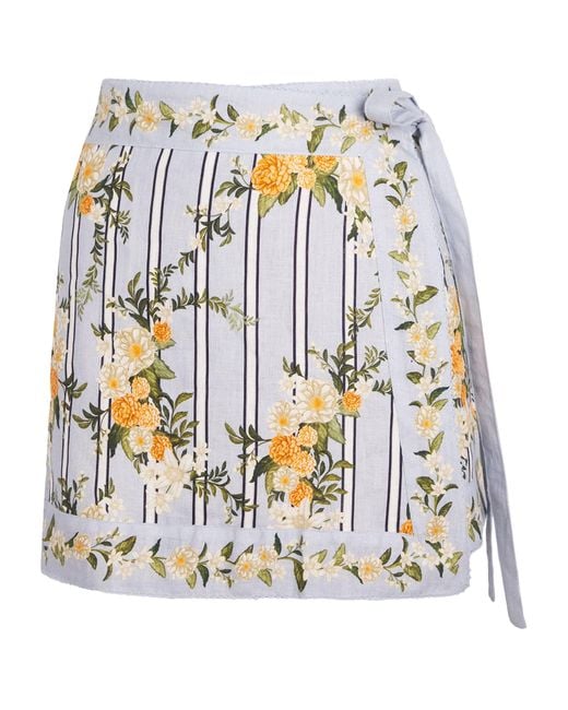 Agua Bendita White Linen Floral Luna Valle Mini Pareo