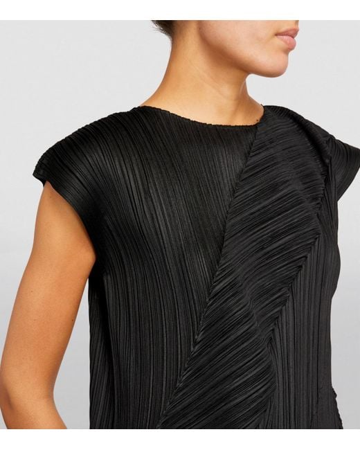 Pleats Please Issey Miyake Black Asymmetric Kombu Top