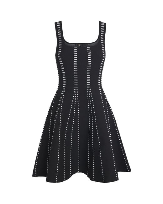 Maje Black Jacquard-Stripe Mini Dress
