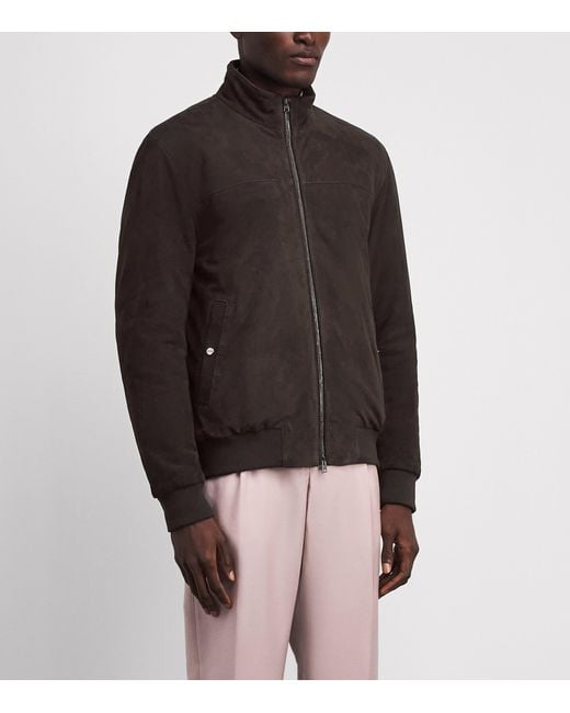 Herno Black Suede Bomber Jacket for men