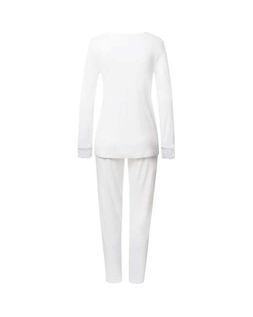 Hanro White Cotton Lace-Trim Pyjama Set