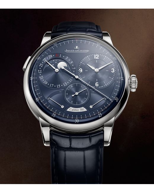 Jaeger-lecoultre Blue Stainless Steel Duometre Quantieme Lunaire Watch for men