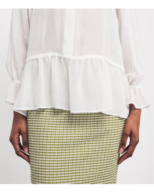 Weekend by Maxmara White Gauze Ruffle Blouse