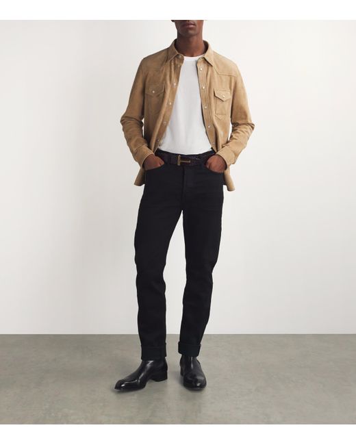 Tom Ford Natural Leather Reversible T Icon Belt for men