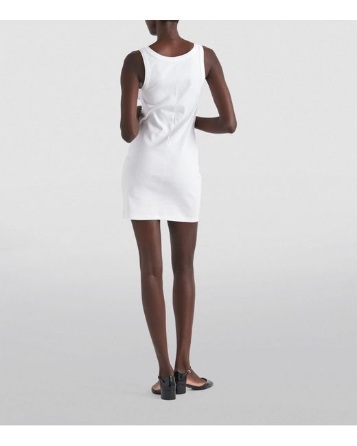 Prada White Cotton Embellished Tank Top Dress