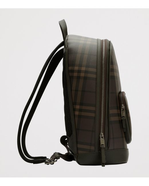 Burberry Black Canvas City Check Backpack for men