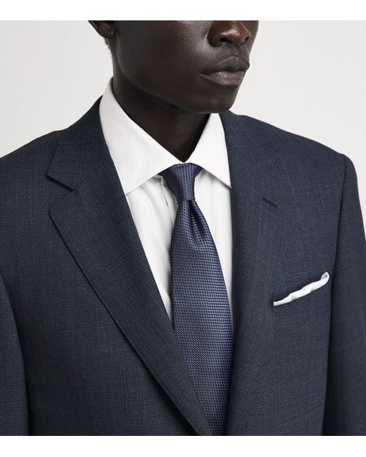 Isaia Blue Silk Seven-Fold Tie for men