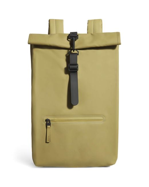 Rains Green Waterproof Rolltop Backpack for men