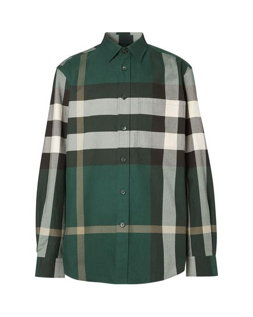 Burberry Green Flannel Check Shirt for men