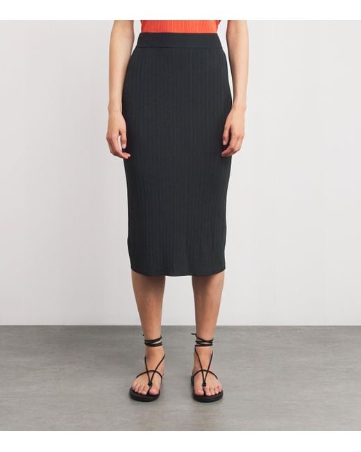Joseph Gray Ribbed Knit Midi Skirt