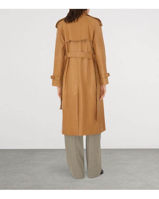 Burberry Natural Long Leather Castleford Trench Coat