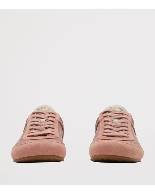Burberry Pink Leather Knight Runner Sneakers