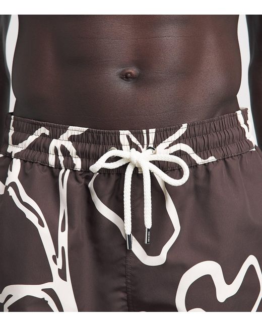 Frescobol Carioca Brown Printed Rio Swim Shorts for men