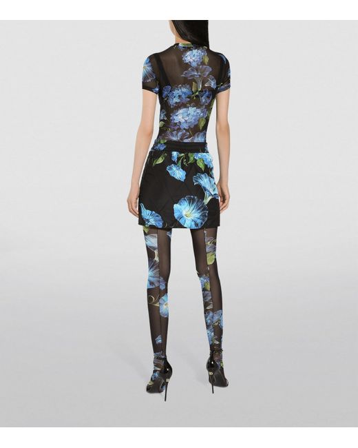 Dolce & Gabbana Black Floral Quilted Mini Skirt