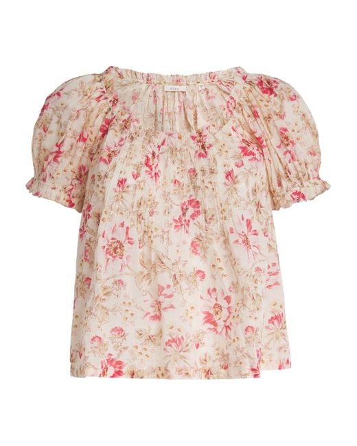 Doen Pink Organic Cotton Floral Frederica Blouse