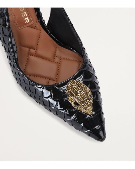 Kurt Geiger Black Snake-Effect Belgravia Slingback Pumps