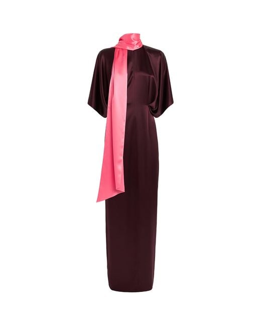 Roksanda Red Satin Sami Scarf Maxi Dress