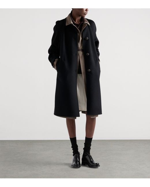 Prada Natural Striped Bow-Applique Midi Skirt