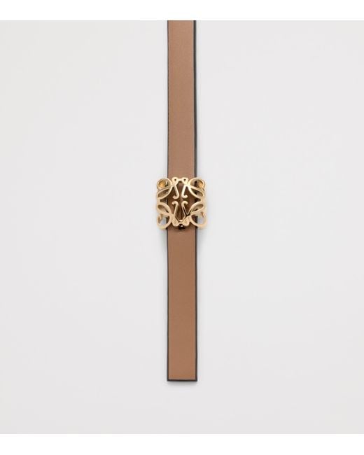 Loewe White Leather Reversible Bombe Anagram Belt