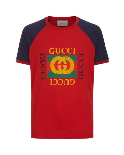 Gucci Red Logo Modern Future Motif T-shirt for men