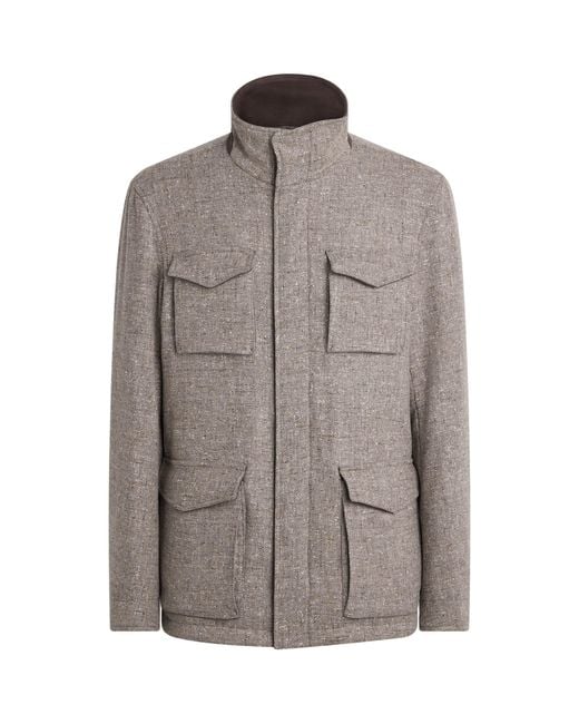 Herno Brown Wool Hybrid High-Neck Jacket for men