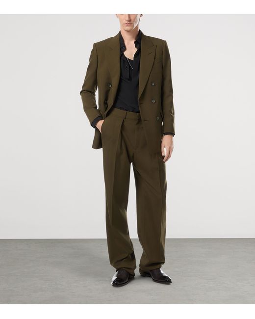 Tom Ford Green Wool-Cashmere-Silk Blazer for men