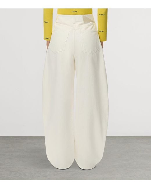 Loewe White Mid-Rise Barrel-Leg Jeans