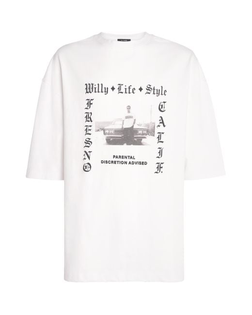 Willy Chavarria White Cotton Lifestyle Northsider T-Shirt for men