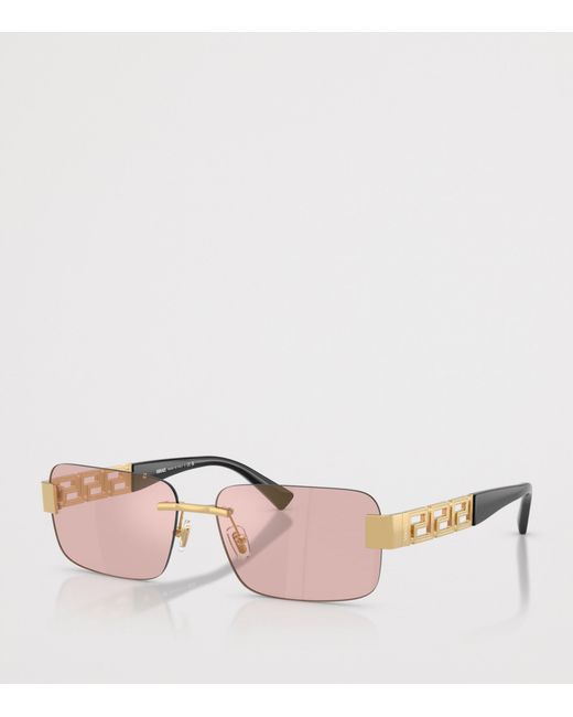 Versace Pink Metal Rectangular Sunglasses for men
