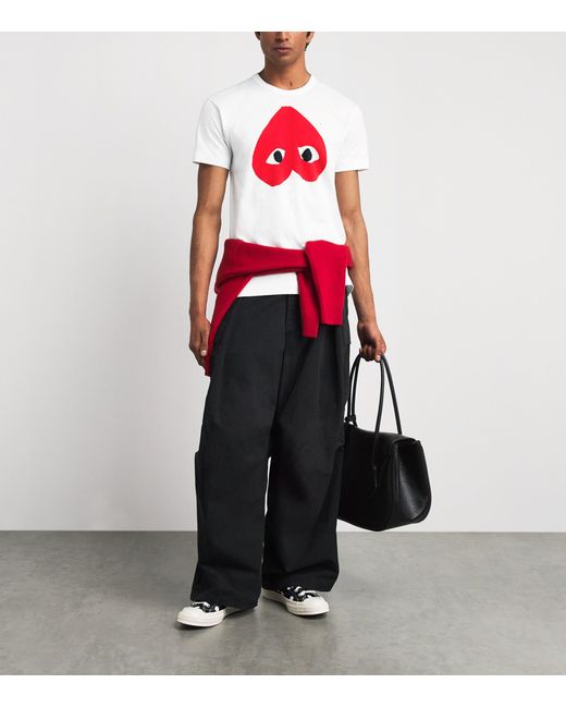 Comme des Garçons Red Cotton Upside Down Heart T-Shirt for men
