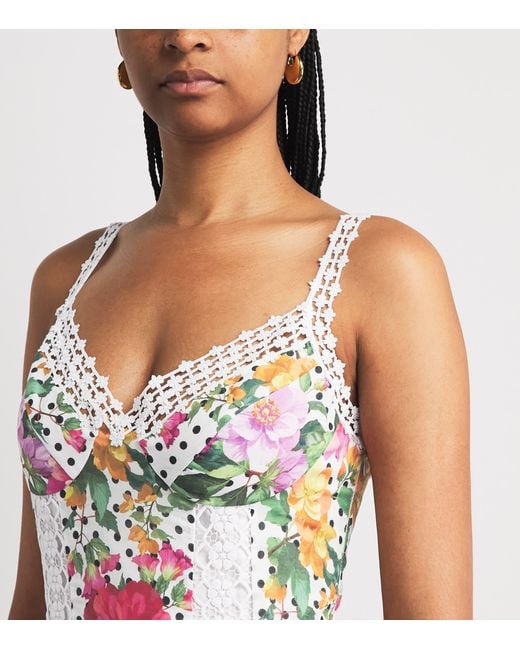 Charo Ruiz White Floral Rosario Midi Dress