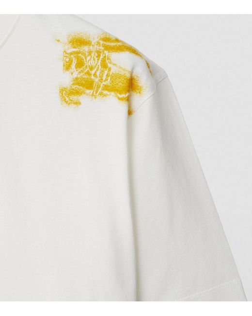 Burberry White Cotton Ekd Print T-shirt for men