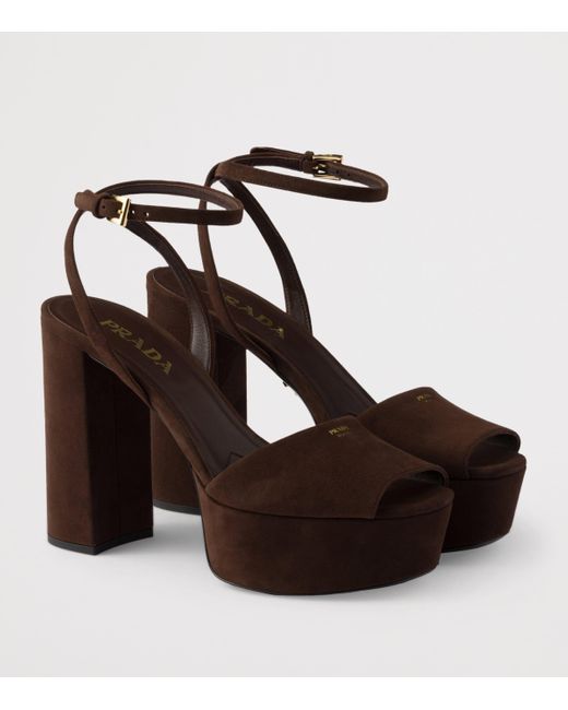 Prada Brown Suede Platform Sandals 115
