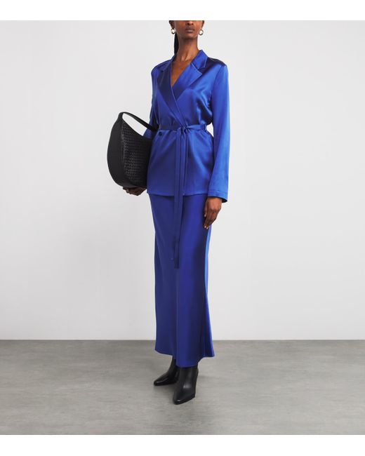 Joseph Blue Silk Isaak Midi Skirt
