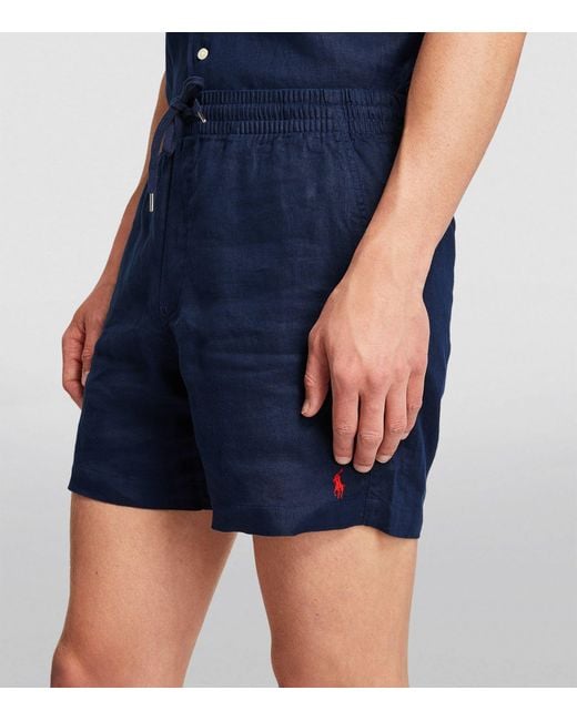 Polo Ralph Lauren Blue Linen Prepster Shorts for men