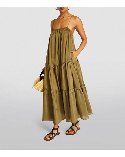 Matteau Green Voluminous Tiered Maxi Dress