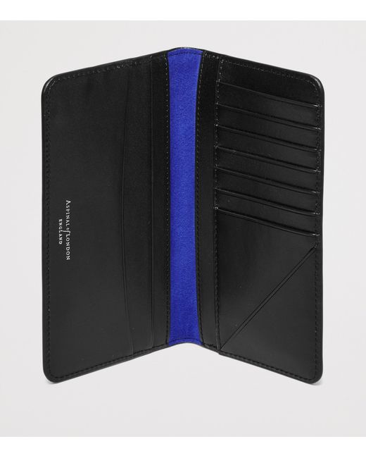 Aspinal Black Leather Long Wallet for men