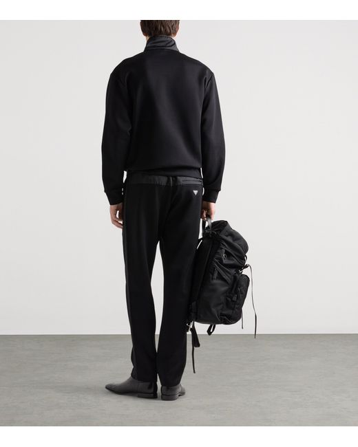 Prada Black Cotton And Re-Nylon Half-Zip Jacket for men
