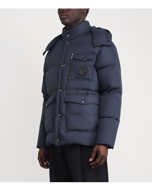 Giorgio Armani Blue Logo Puffer Jacket for men