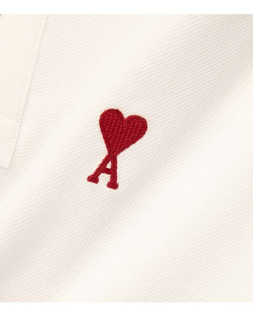 AMI White Organic Cotton Ami De Coeur Polo Shirt for men