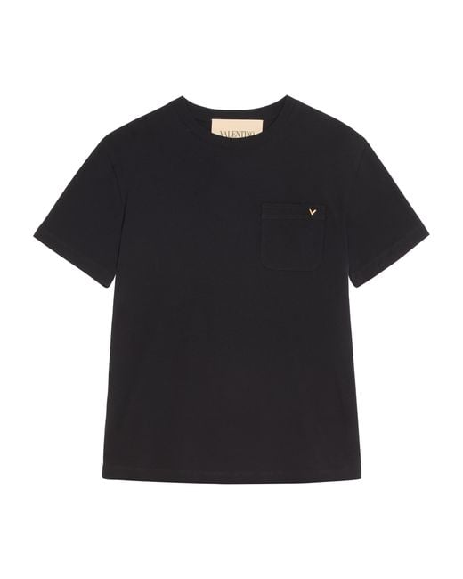 Valentino Garavani Black Cotton Vgold T-Shirt for men