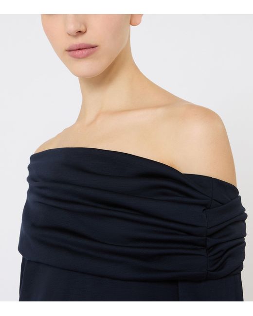 Max Mara Black Virgin Wool Draped Blouse