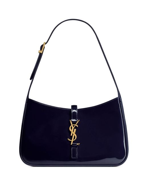 Saint Laurent Blue Patent Leather Le 5 À 7 Shoulder Bag