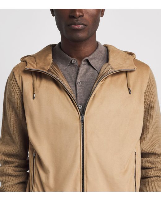 Herno Brown Wool Hybrid Hooded Jacket for men