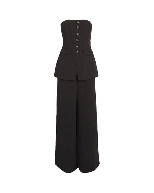 Self-Portrait Black Crepe Bandeau Jumpsuit