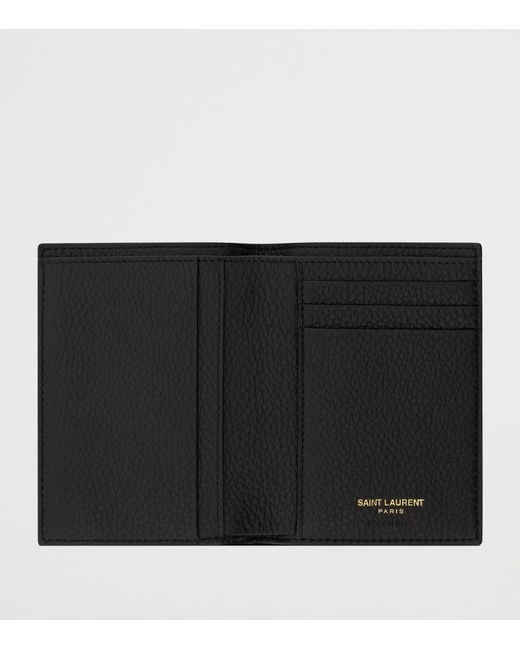Saint Laurent Black Leather Cassandre Bifold Wallet for men