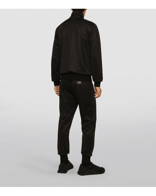 Dolce & Gabbana Black Logo-plaque Zip-up Sweatshirt for men