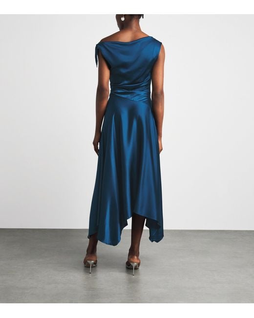 Staud Blue Silk Portia Midi Dress