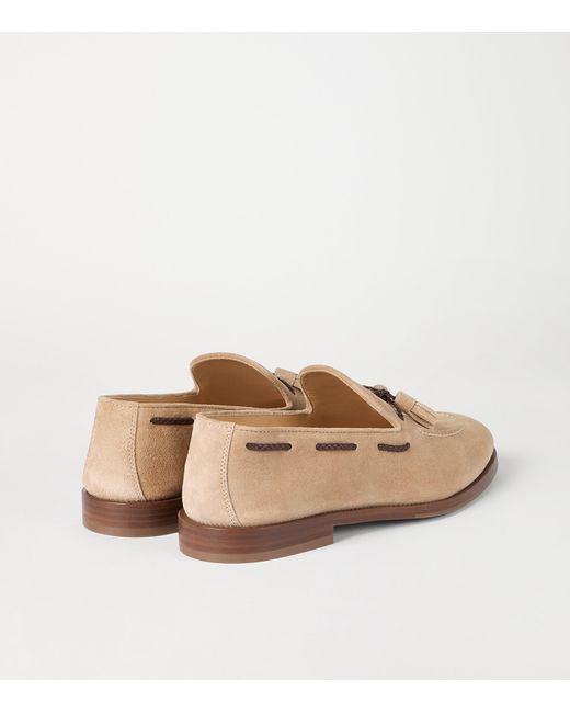 Brunello Cucinelli Natural Suede Tassel Loafers