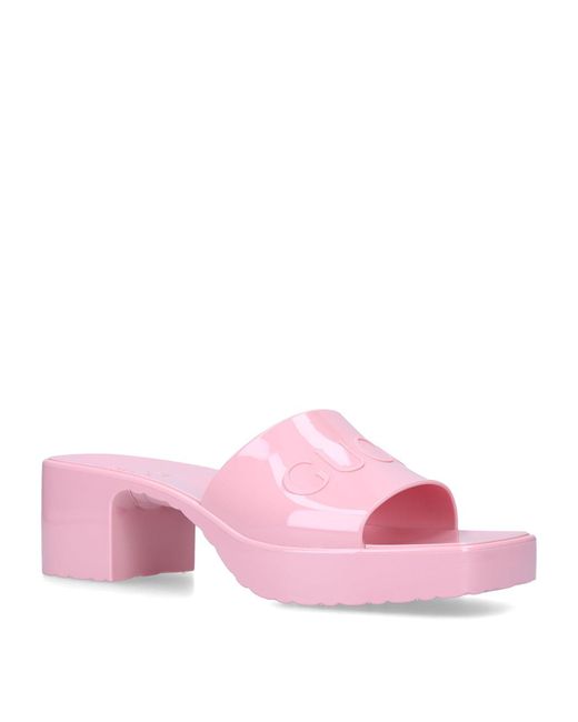 gucci pink rubber slides